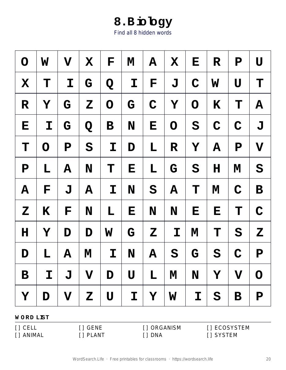 114 Printable Kid-Safe Puzzles — Sample puzzle — Biology