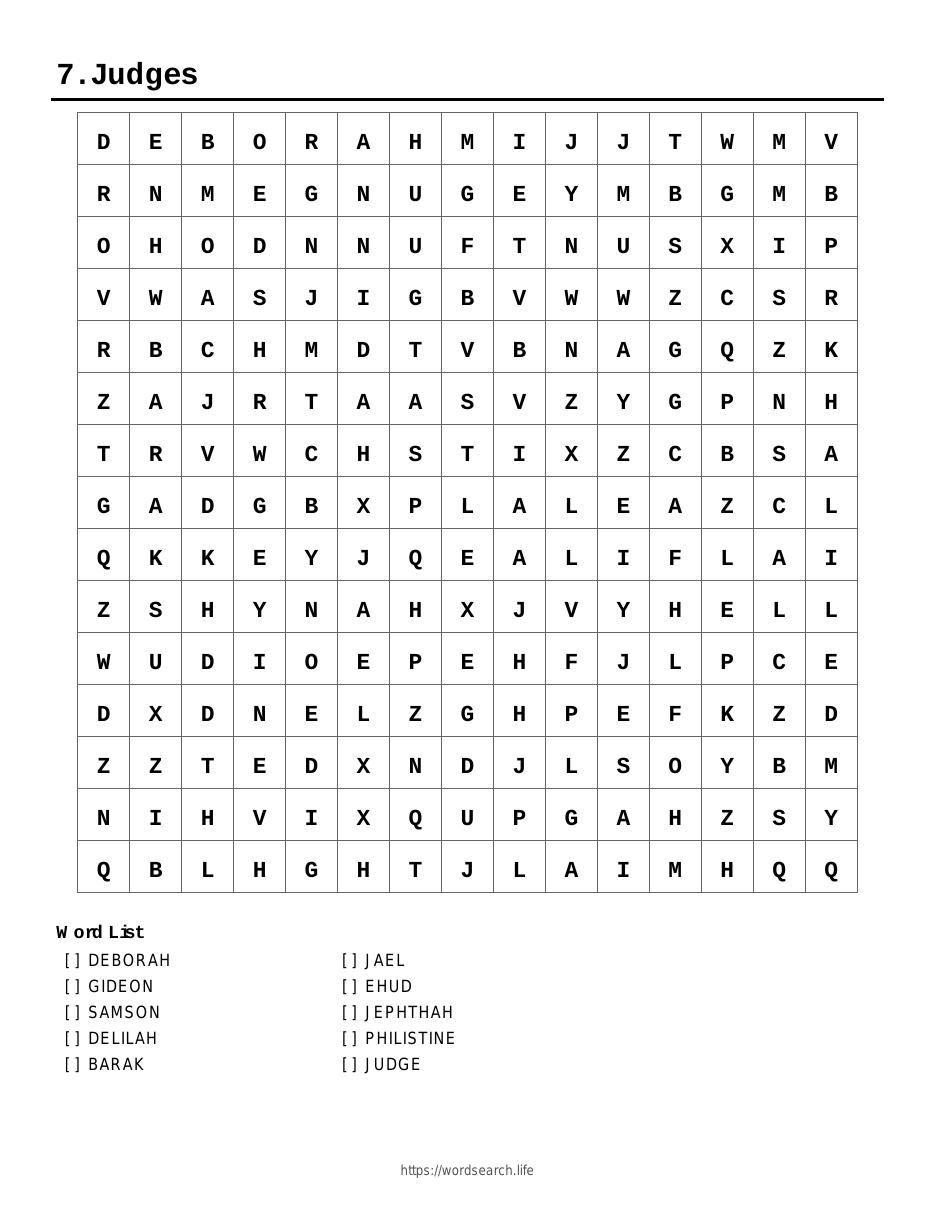 66 Bible-Themed Word Searches — Sample puzzle — Judges